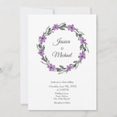 Plum Mauve Grey Black Waterverf Floral Wreate Kaart (Voorkant)