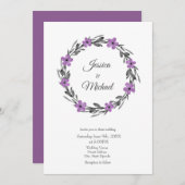 Plum Mauve Grey Black Waterverf Floral Wreate Kaart (Voorkant / Achterkant)