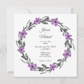 Plum Mauve Grey Black Waterverf Floral Wreate Kaart (Voorkant)