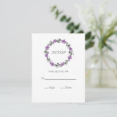 Plum Mauve Grey Black Waterverf Floral Wreate RSVP Kaartje (Staand voorkant)