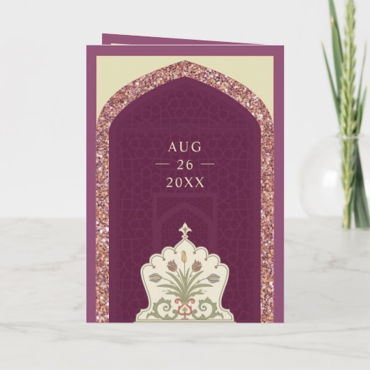 Plum Mauve Roos Gold All in One Indian Wedding (Achterkant)