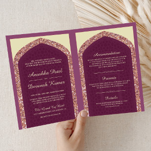 Plum Mauve Roos Gold All in One Indian Wedding
