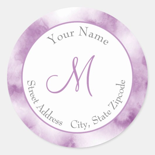 Plum Mauve Waterverf Abstract Label (Voorkant)