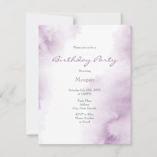 Plum Mauve Waterverf Abstract Lijst Kaart (Voorkant)