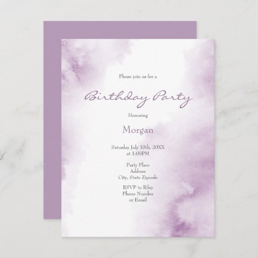 Plum Mauve Waterverf Abstract Lijst Kaart (Voorkant / Achterkant)