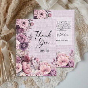 Plum Mauve Waterverf Floral Wedding Bedankt