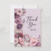Plum Mauve Waterverf Floral Wedding Bedankt (Voorkant)