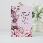 Plum Mauve Waterverf Floral Wedding Bedankt (Staand voorkant)