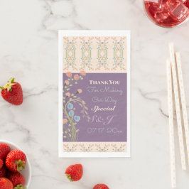 Plum met pastel artsy bloem patroon servet