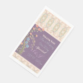 Plum met pastel artsy bloem patroon servet (Hoek)