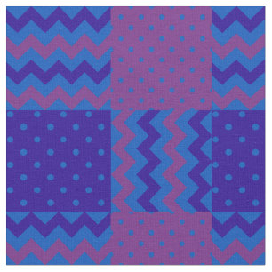 Plum, Midnight and Blue Chevrons en Polka Dots Stof