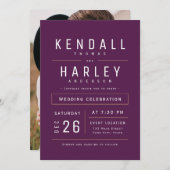 Plum Modern Chic Eenvoudige Typografie Foto Bruilo Kaart (Voorkant / Achterkant)