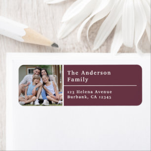 Plum Modern Photo Return Label