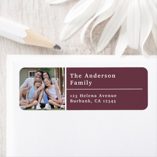 Plum Modern Photo Return Label (Insitu)