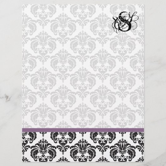Plum Monogram Damask (Voorkant)