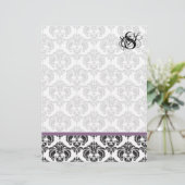 Plum Monogram Damask (Staand voorkant)