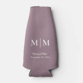 Plum Monogram & Names Wedding Tall Koelbox Flesjeskoeler