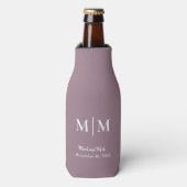 Plum Monogram & Names Wedding Tall Koelbox Flesjeskoeler (Fles Voorkant)