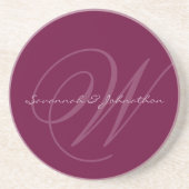 Plum Monogram Wedding Jubileum Onderzetters (Voorkant)