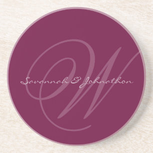 Plum Monogram Wedding Jubileum Onderzetters