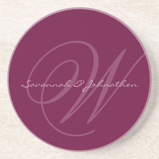 Plum Monogram Wedding Jubileum Onderzetters (Voorkant)