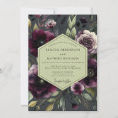 Plum Moody Bloom Wedding Kaart (Voorkant)