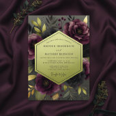 Plum Moody Botanical Wedding Kaart
