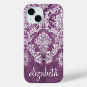 Plum  Moody Damask Patroonnaam Case-Mate iPhone Case (Achterkant)