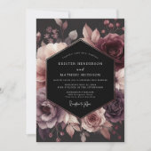 Plum Moody Floral Bloom Wedding Kaart (Voorkant)