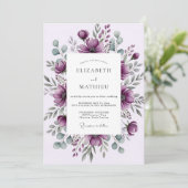 Plum Moody Winter Wedding Kaart (Staand voorkant)