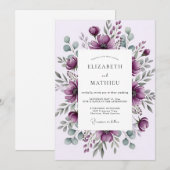 Plum Moody Winter Wedding Kaart (Voorkant / Achterkant)