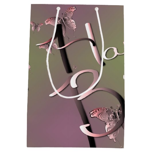 Plum Moss "Happy Birthday" 3D Butterflies Medium Cadeauzakje (Achterkant)