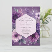 Plum Mystical Bloom Wedding Kaart (Staand voorkant)