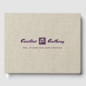 Plum Natural Burlap Texture Wedding Guest Books Gastenboek (Voorkant)