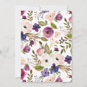 Plum & Navy Bloemen Bruids Douche Uitnodiging (Achterkant)