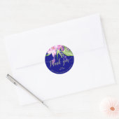 Plum navy zomer floral bruiloft bedankt ronde sticker (Envelop)