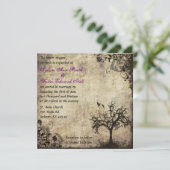 Plum Nieuw Leven Vintage bruiloft uitnodiging (Staand voorkant)