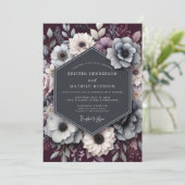 Plum Nocturnal Anemone Wedding Kaart (Staand voorkant)
