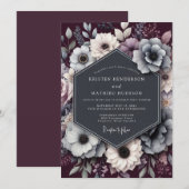 Plum Nocturnal Anemone Wedding Kaart (Voorkant / Achterkant)