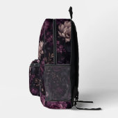 Plum Noir Bloemmotief Bedrukte Rugzak (Rechts)