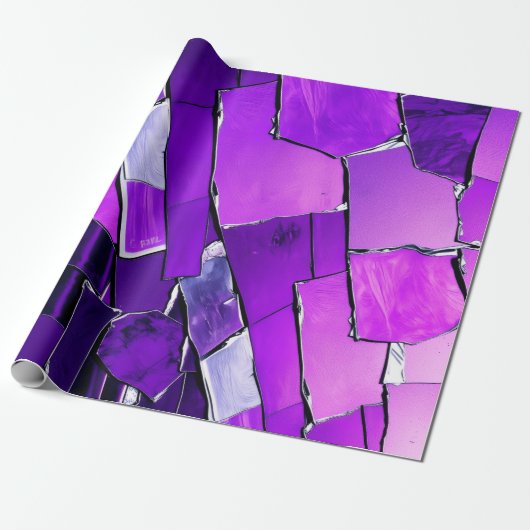 Plum Noir Glitch Glam Metallic Texture Cadeaupapier (Uitgerold)
