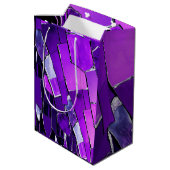 Plum Noir Glitch Glam Metallic Texture Medium Cadeauzakje (Achterkant Gekanteld)