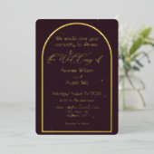 Plum Noir Purple Wedding Invitation Folie Uitnodiging (Staand Voorkant)