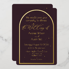 Plum Noir Purple Wedding Invitation Folie Uitnodiging
