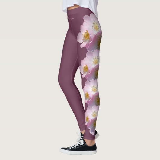 Plum North Dakota State Flower Wilde Roos Leggings (Links)