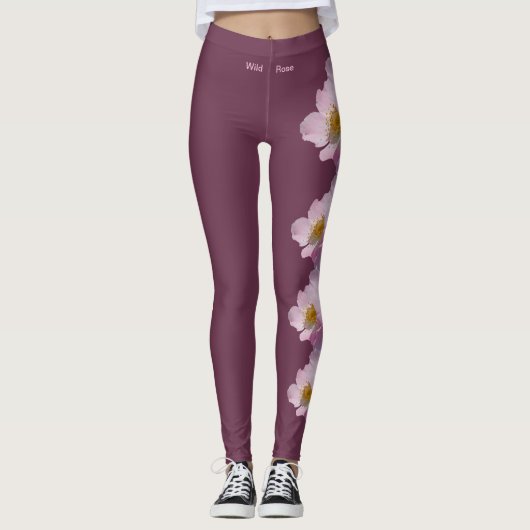 Plum North Dakota State Flower Wilde Roos Leggings (Voorkant)