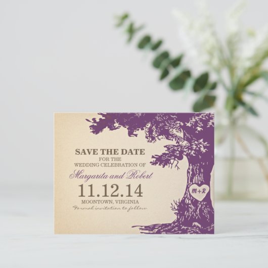 Plum Old Oak Tree Sla de datum briefkaarten (Staand voorkant)