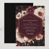 Plum Opulent Bloom Wedding Kaart (Voorkant / Achterkant)