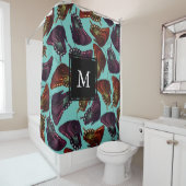 Plum Oranje Butterflies Swarm Monogram Douchegordijn (In situ)