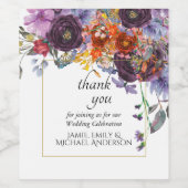 Plum Oranje Floral Personalized Wijn Etiket (Enkel label)